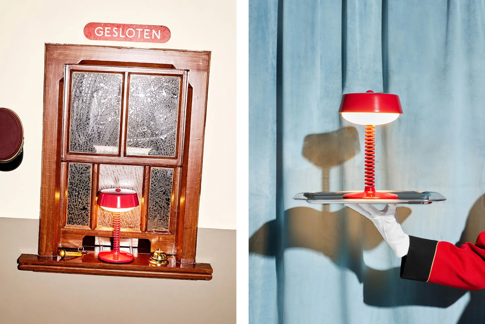 Bellboy Kabellose Tischlampe, rot, 18x18x30 cm