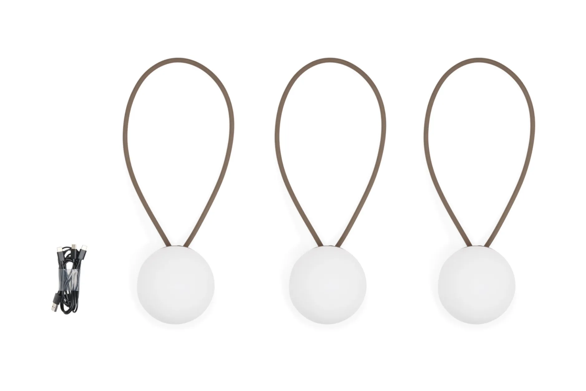 Bolleke Mini set (3 pcs) Kleine wiederaufladbare Lampen, braun, 12x12 cm