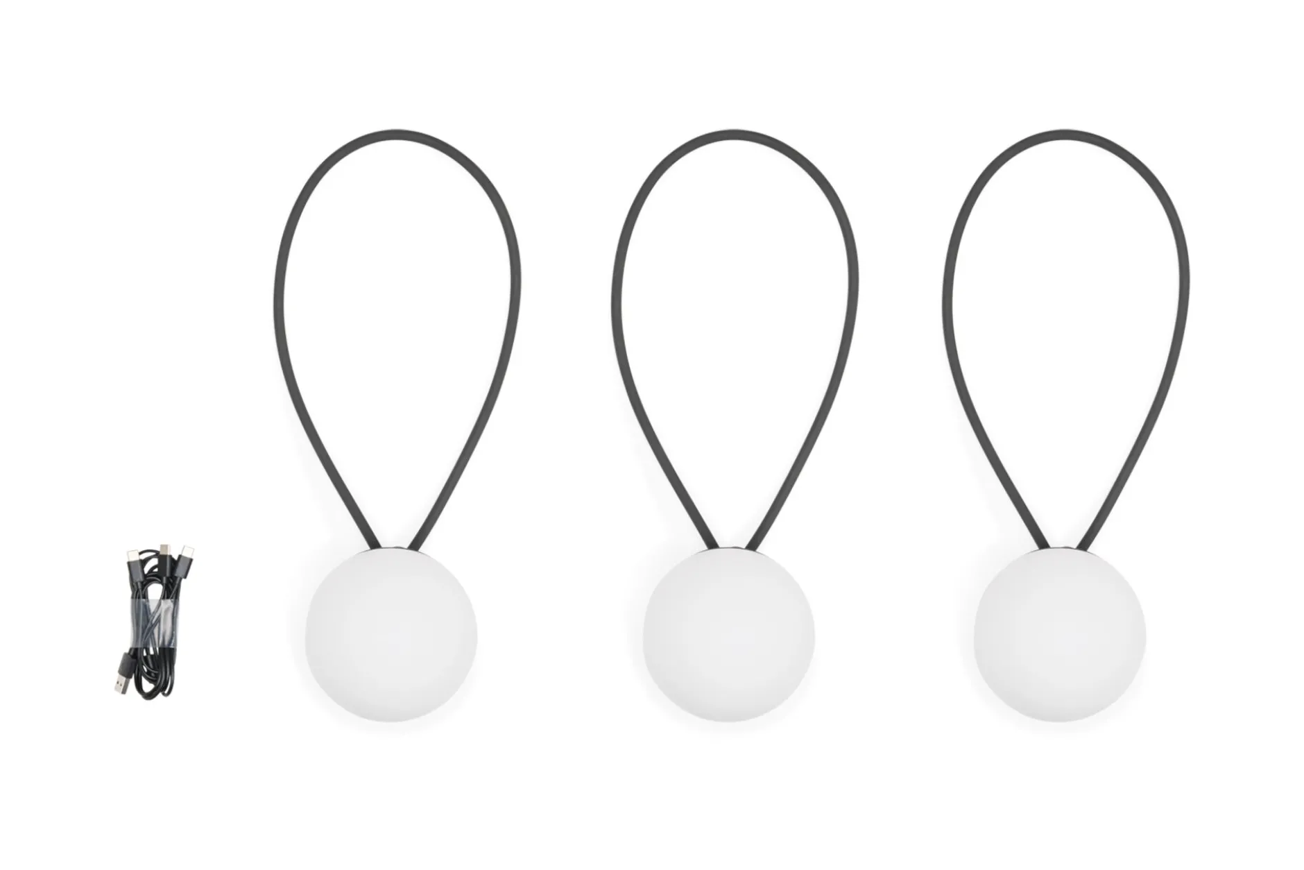 Bolleke Mini set (3 pcs) Kleine wiederaufladbare Lampen, schwarz, 12x12 cm