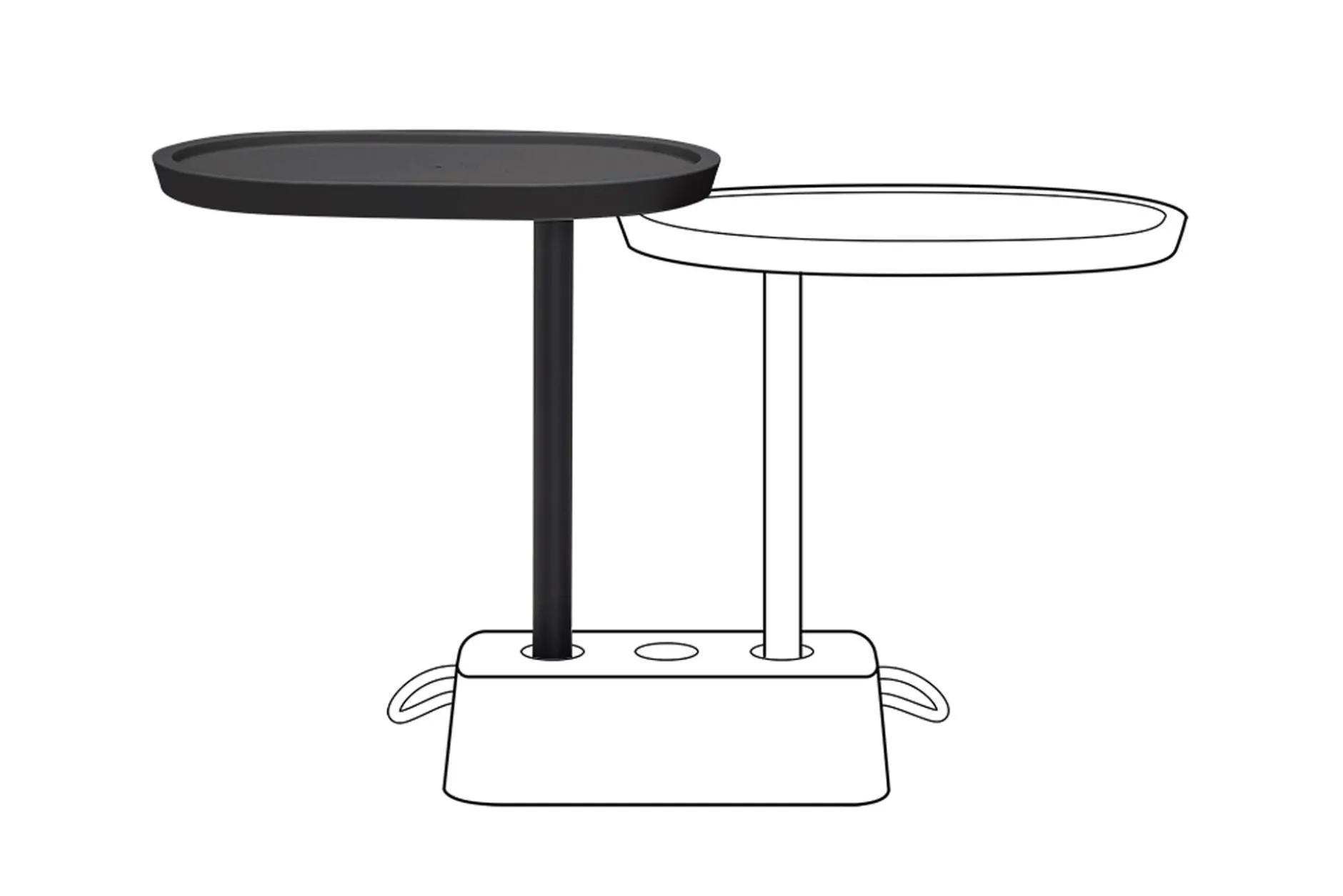 Brick's Buddy Weiterer Tisch für Brick Table, schwarz, 56x39x69.05 cm