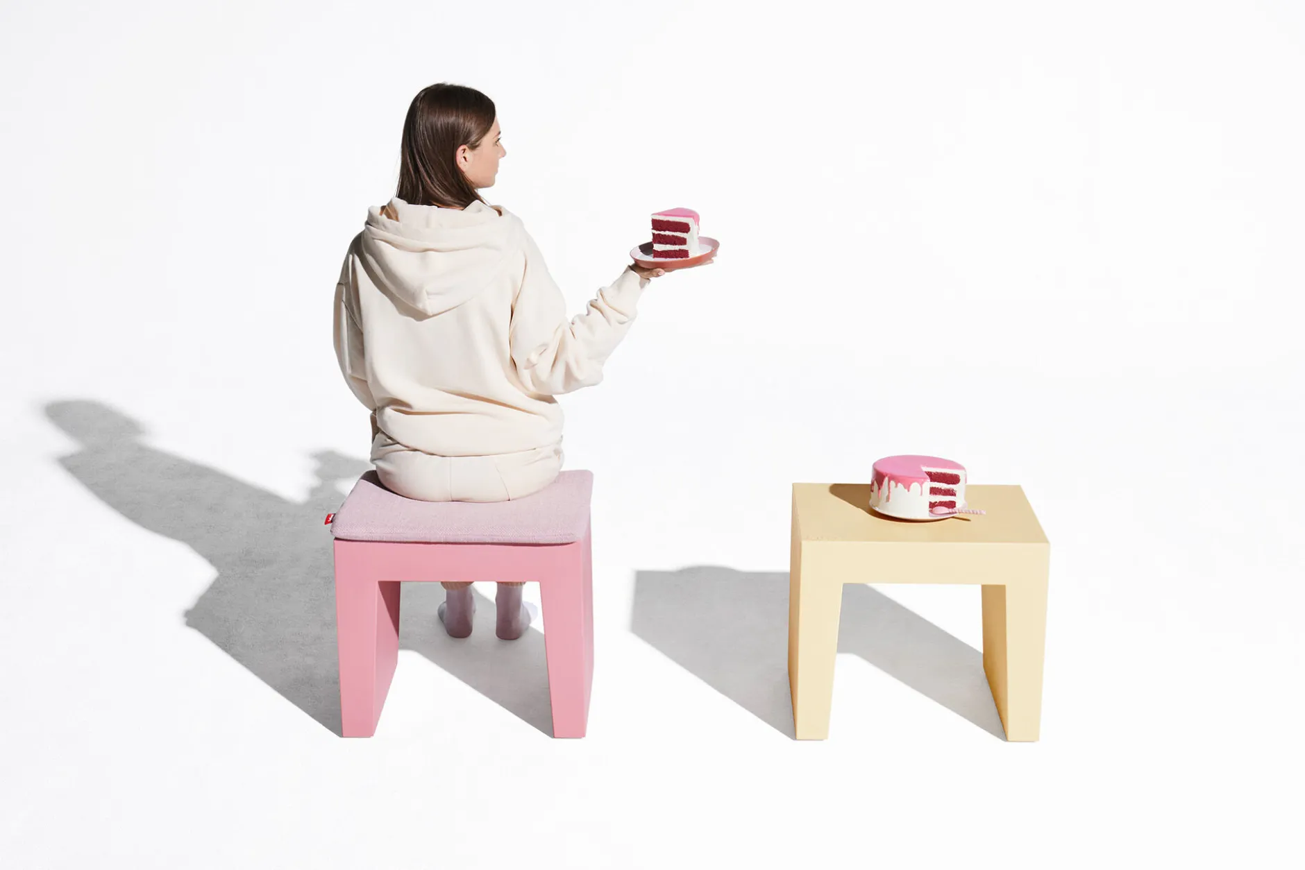 Concrete Seat Outdoor-Hocker, rosa, 40x50x43 cm