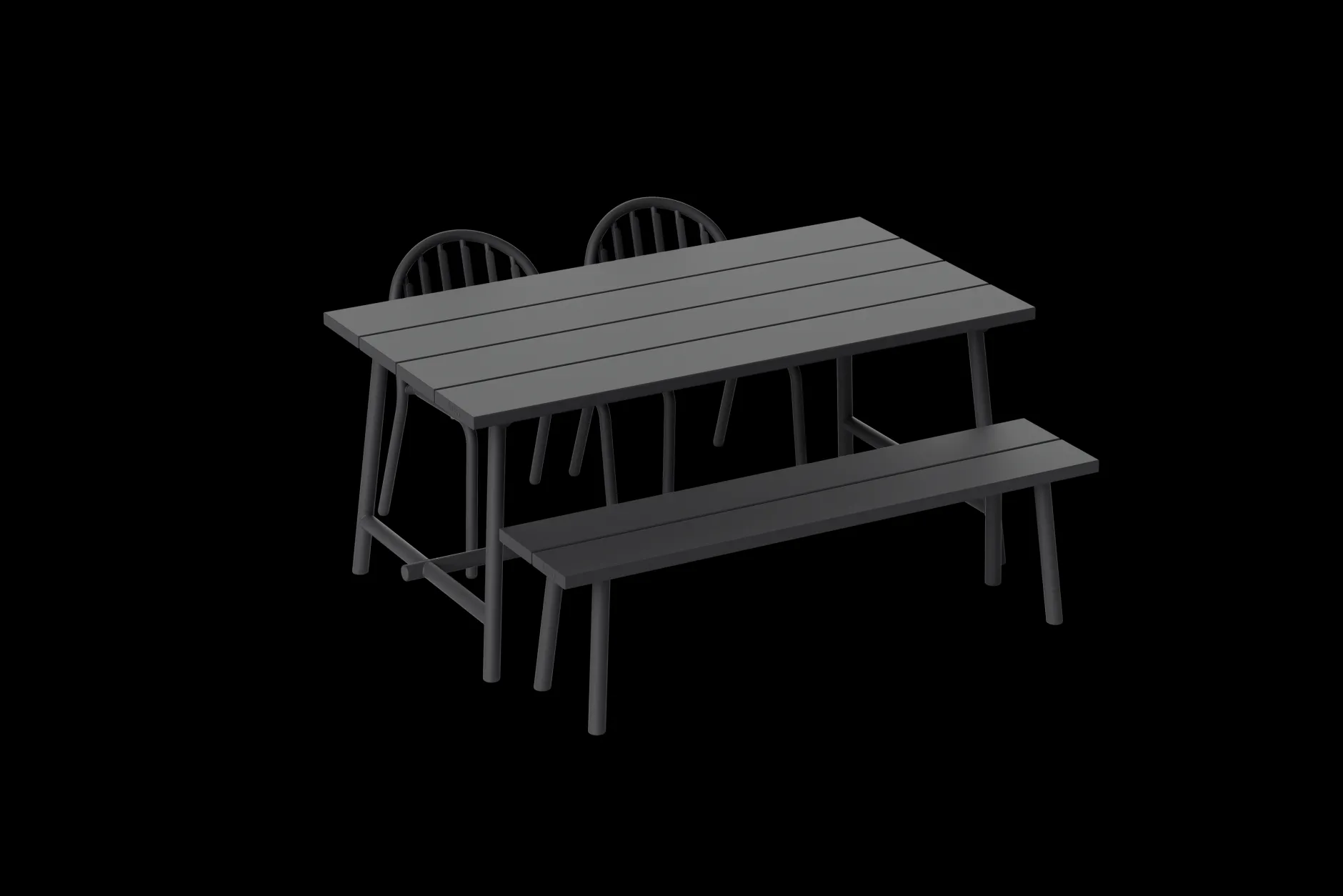 Fred's Bench Gartenbank, schwarz, 160x40x46.5 cm