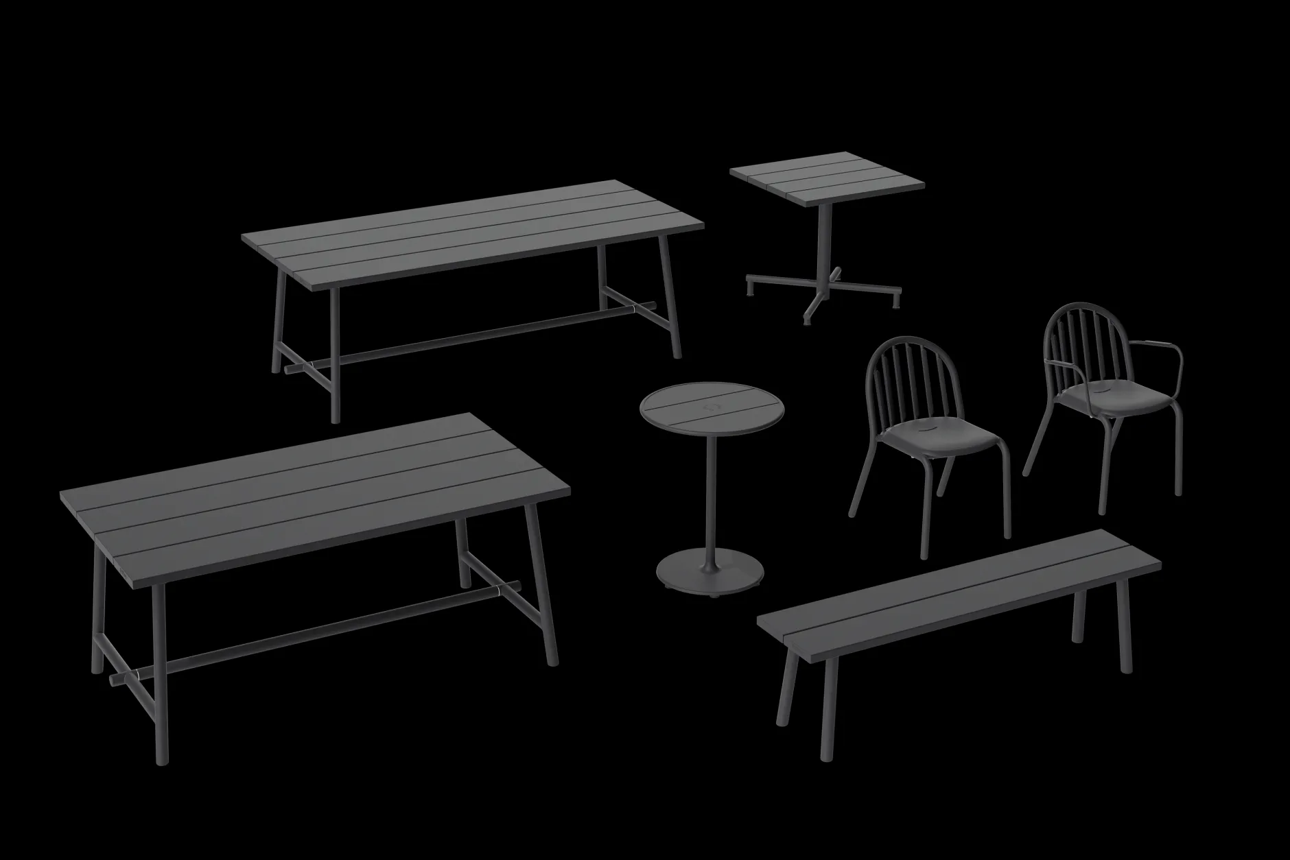 Fred's Bench Gartenbank, schwarz, 160x40x46.5 cm