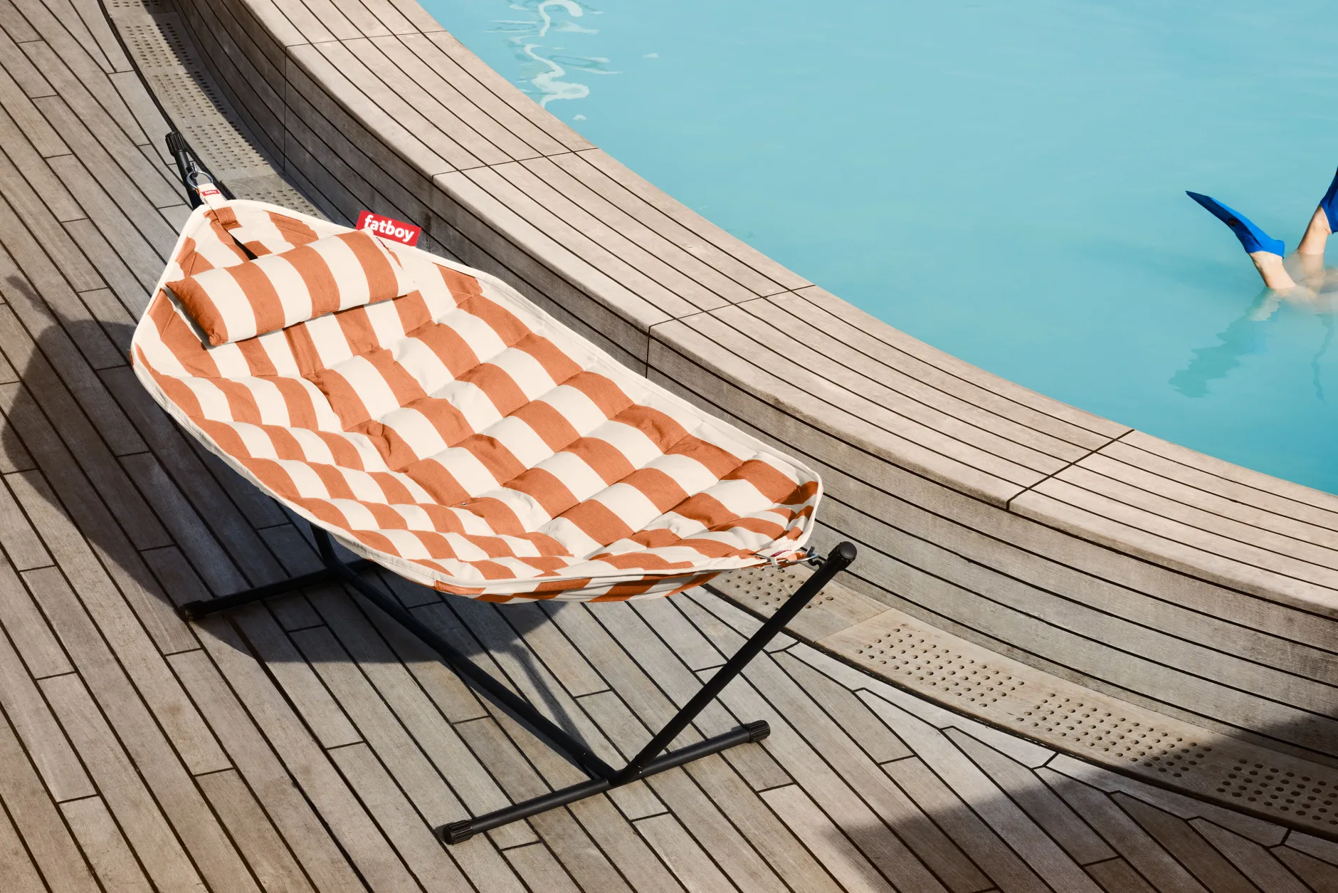 Headdemock Superb Stripe Orange Creme Hängematte mit Gestell, 270x138x110 cm