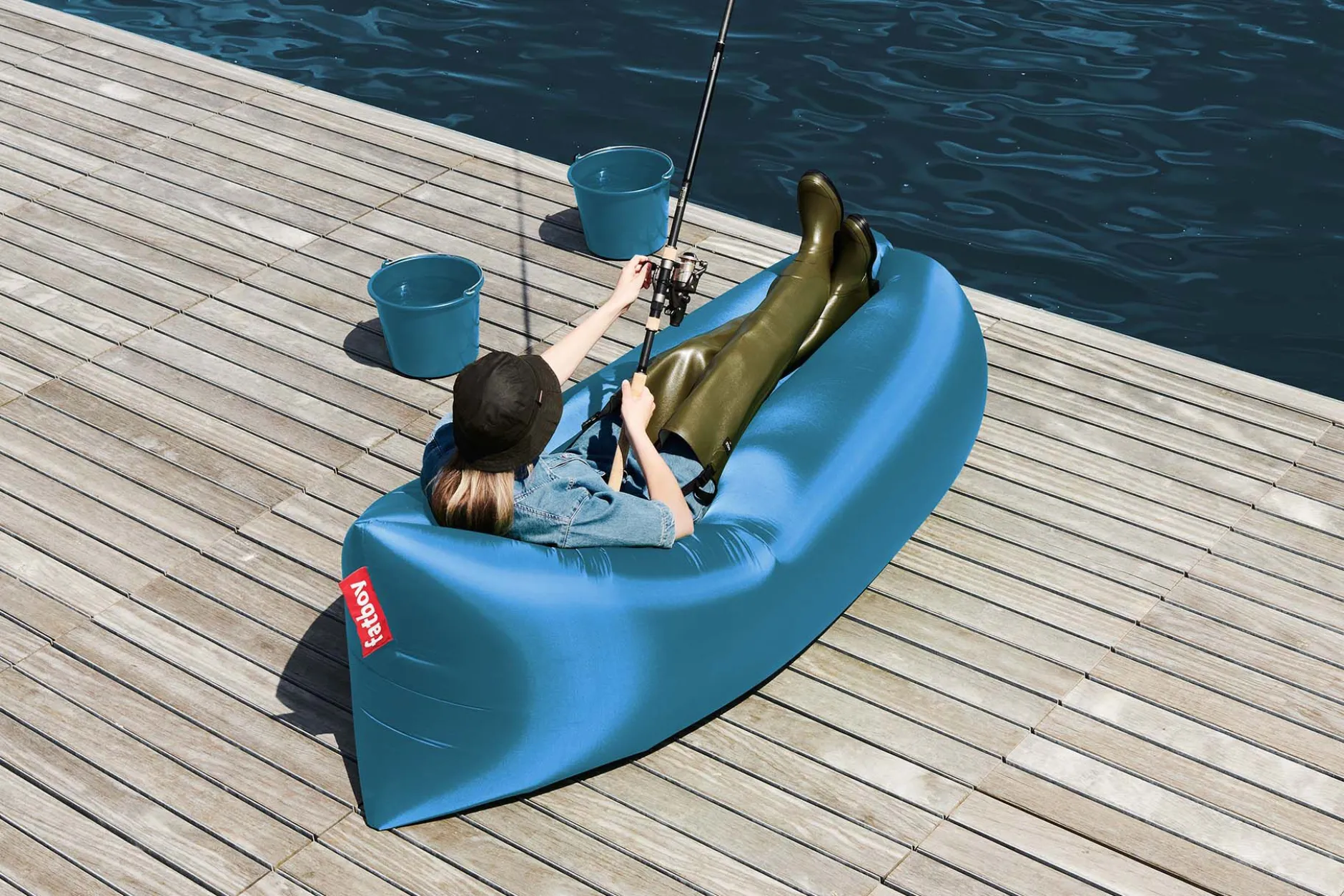 Lamzac 3.0 Aufblasbarer Sitzsack, blau, 185x83x50 cm