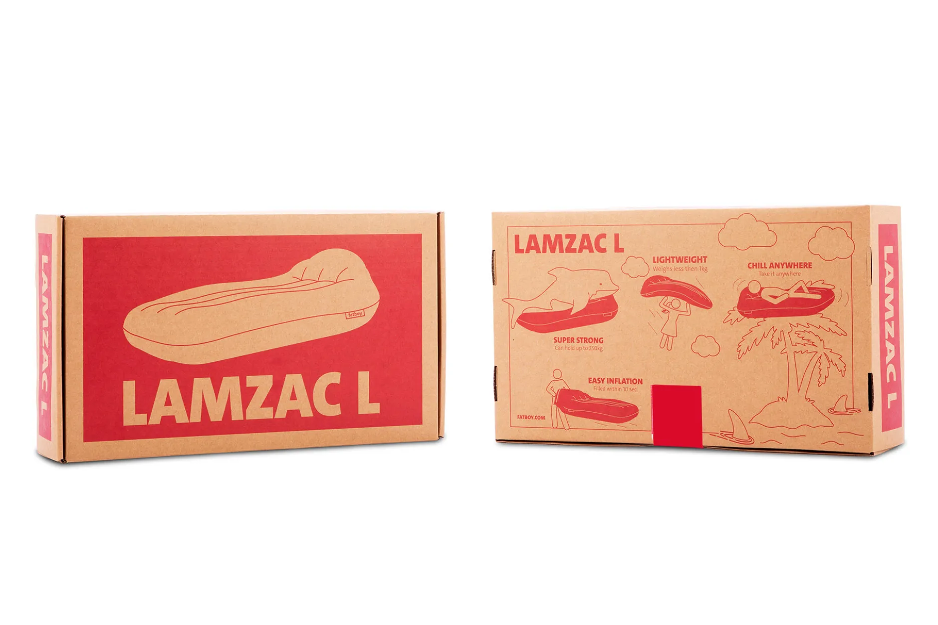 Lamzac L Aufblasbarer Sitzsack, rot, 190x105x45 cm