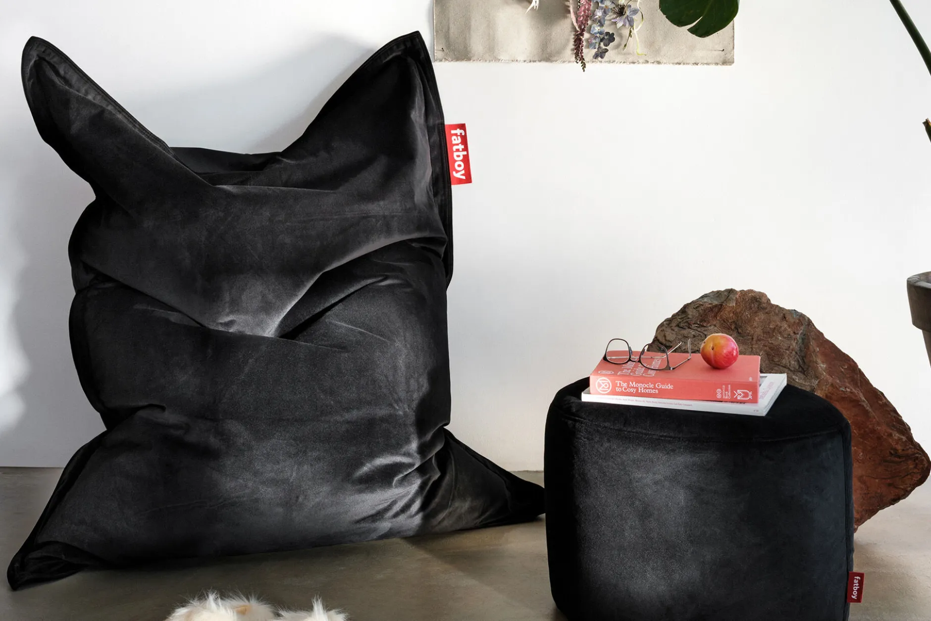 Original Slim Velvet Samt-Sitzsack, schwarz, 120x155 cm