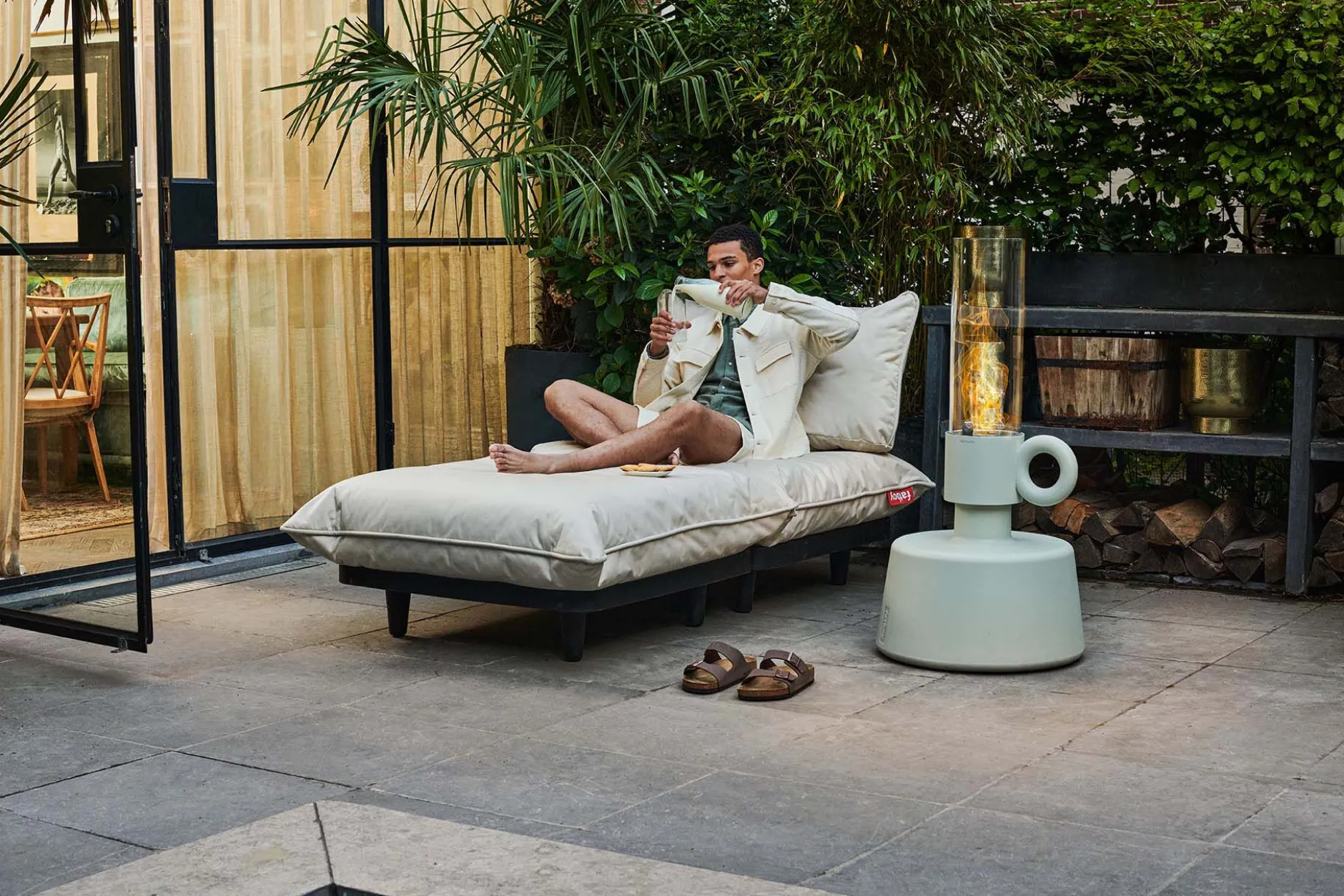 Paletti Hocker Modulare Outdoor-Hocker, beige, 100x100x45 cm