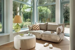 Pfffh Boucle Hocker, beige, 90x90x40 cm