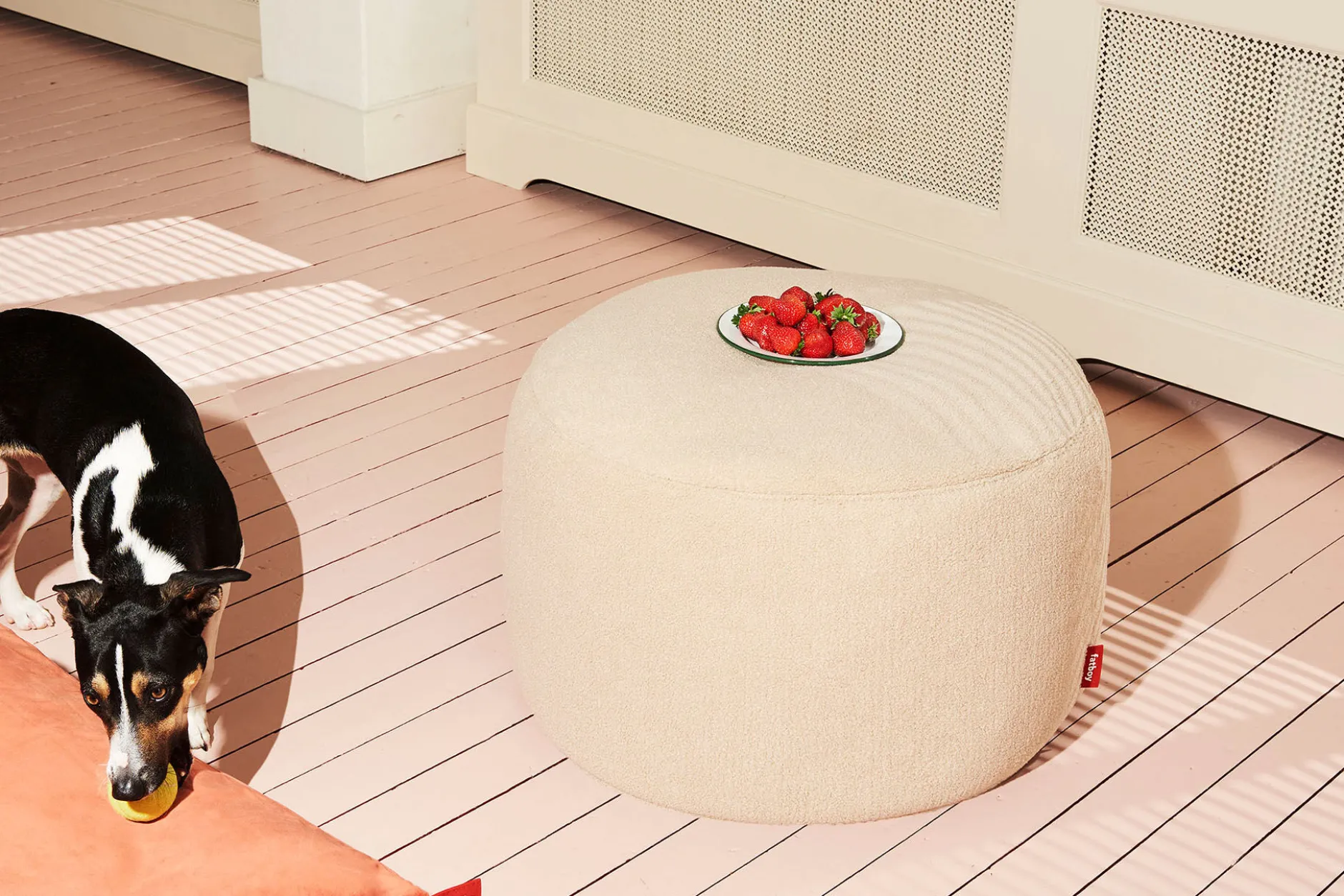 Point Large Sherpa Großer Indoor-Pouf, beige, 70x70x40 cm