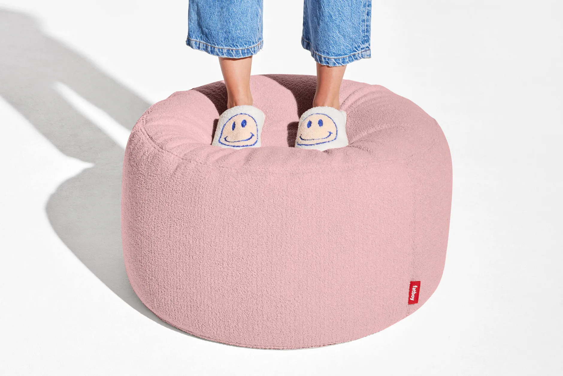 Point Large Sherpa Großer Indoor-Pouf, rosa, 70x70x40 cm