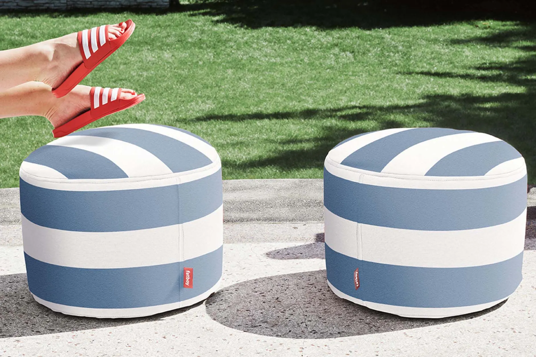 Point Outdoor Outdoor-Pouf, weiß, 50x50x35 cm
