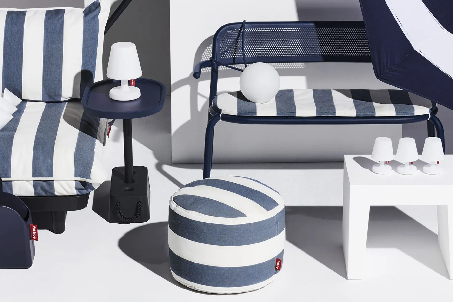 Point Outdoor Outdoor-Pouf, weiß, 50x50x35 cm