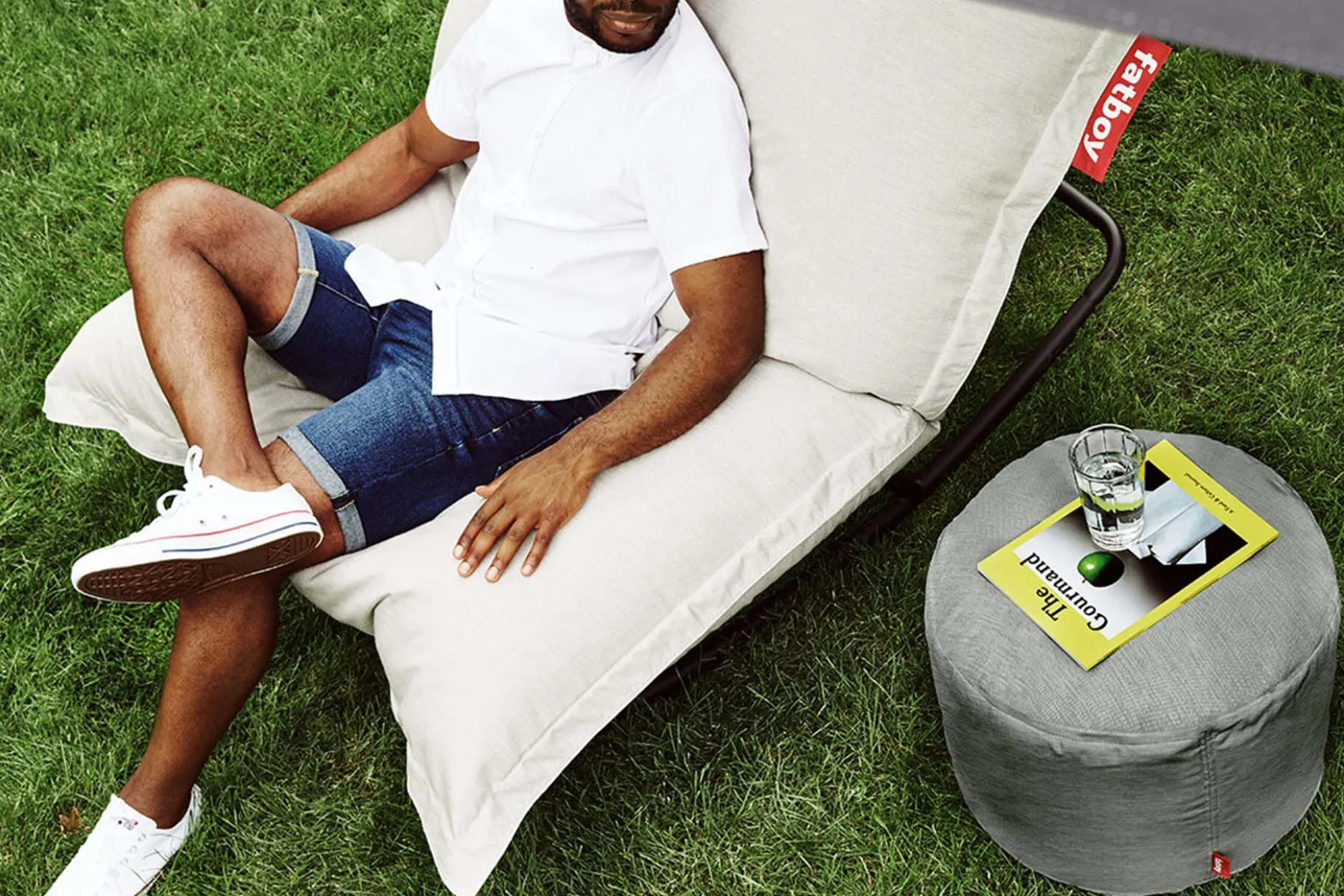 Point Outdoor Outdoor-Pouf, grau, 50x50x35 cm