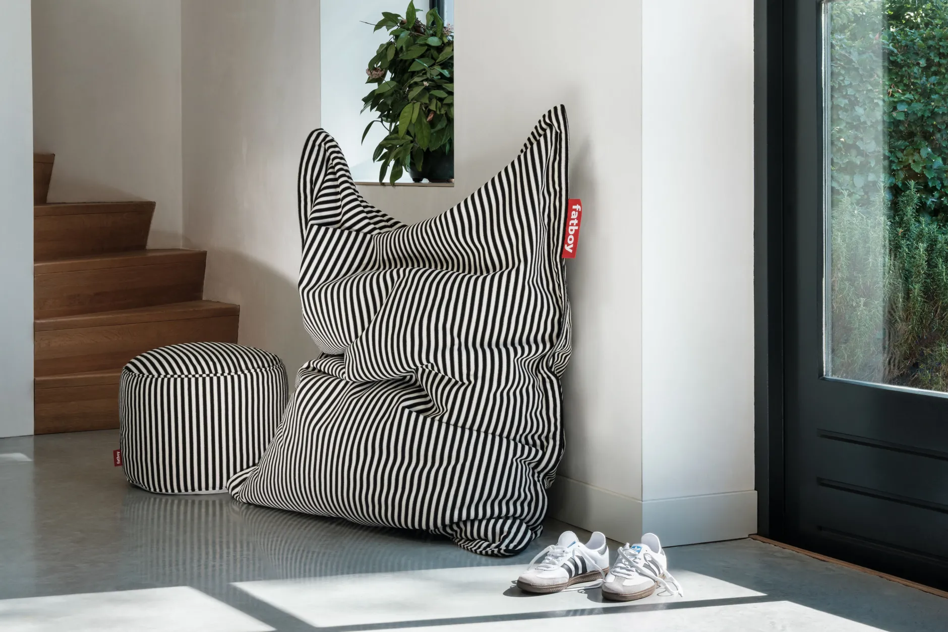 Point Terry Frottee-Pouf, beige, 50x50x35 cm