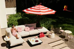 Stripesol + Base Black Sonnenschirm mit Fuß, 350x350x280 cm