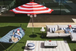 Stripesol + Base Black Sonnenschirm mit Fuß, 350x350x280 cm