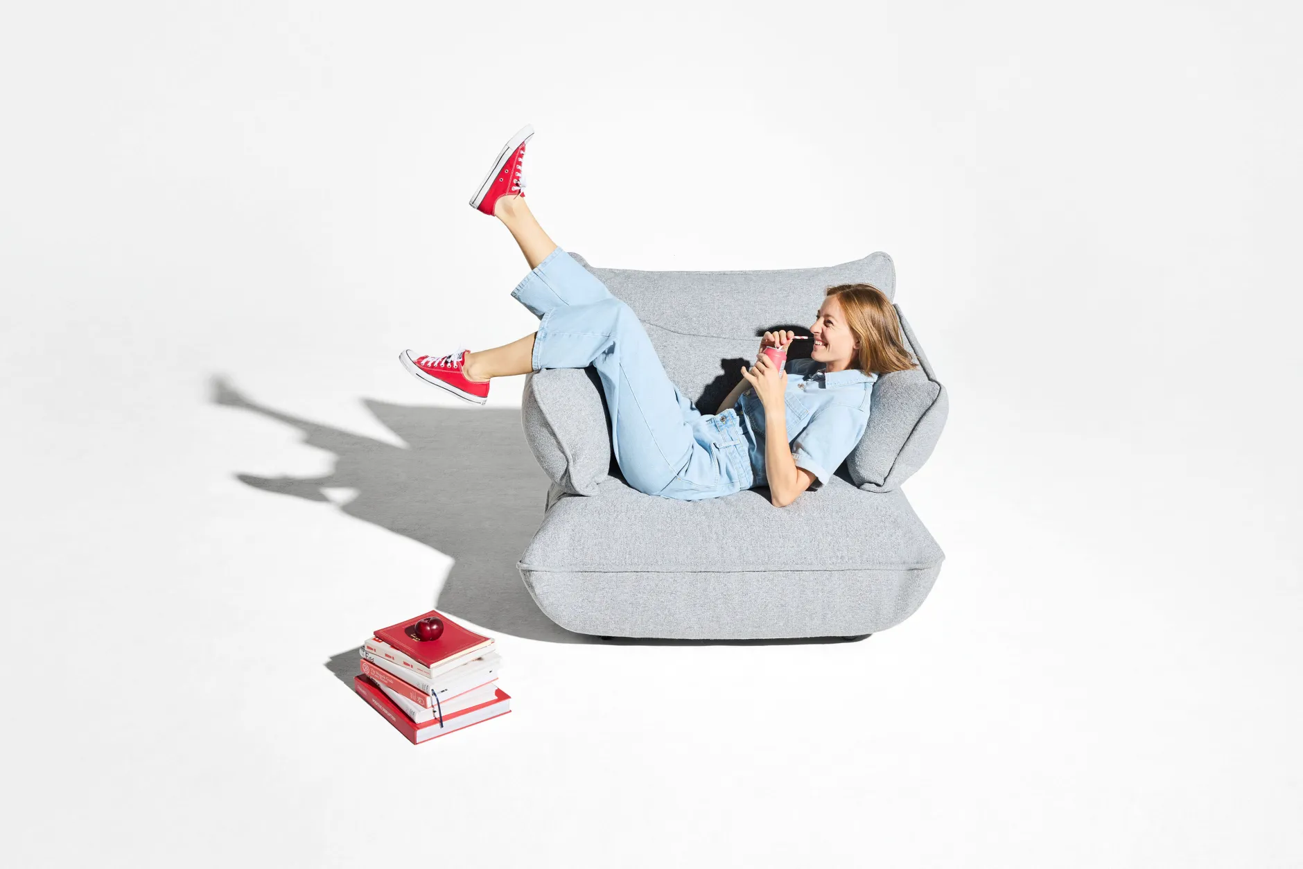 Sumo Corner Seat Boucle Corner Seat, grau, 108x108x90 cm