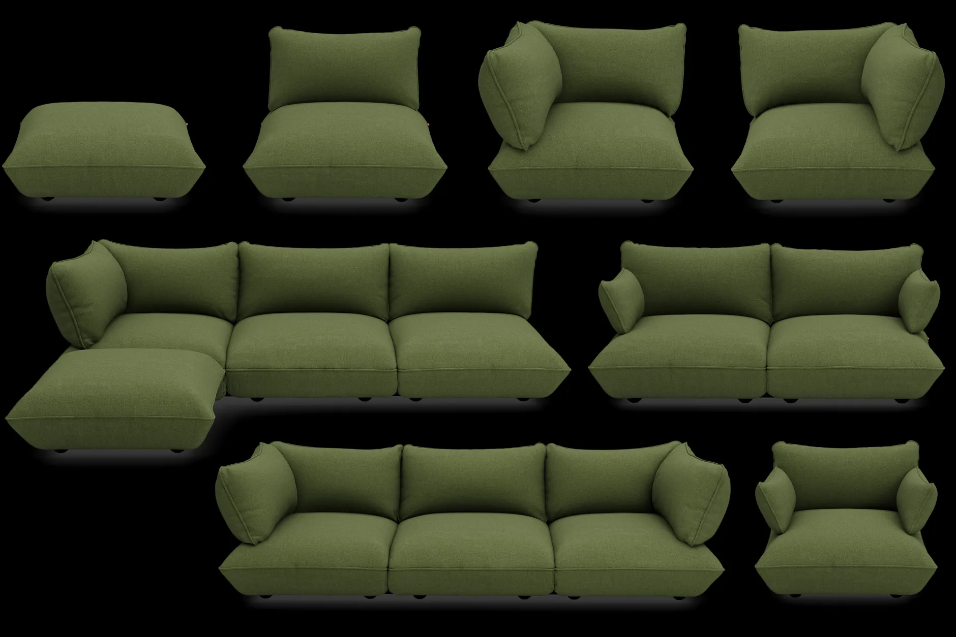 Sumo Corner Seat Boucle Corner Seat, grün, 108x108x90 cm
