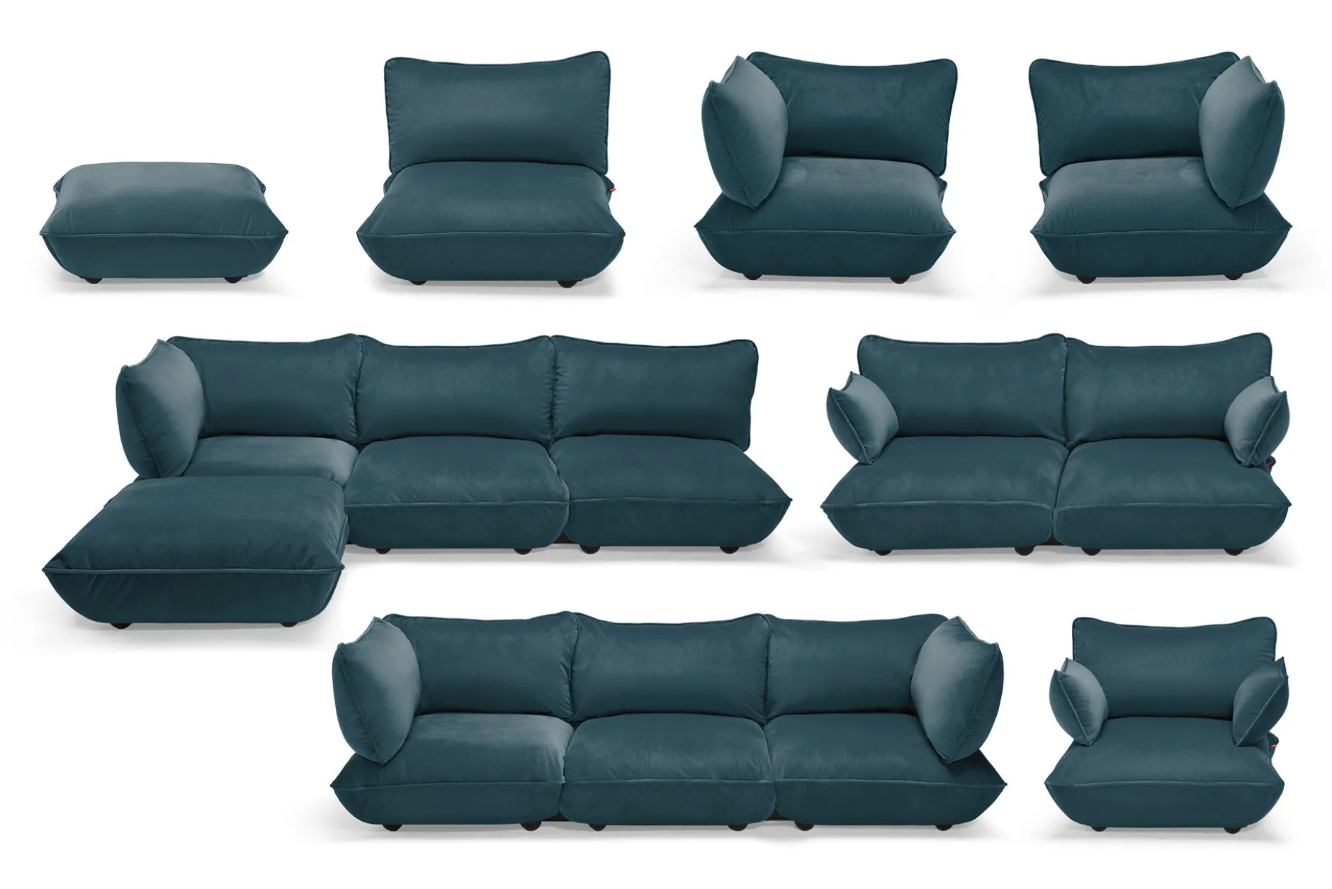 Sumo Corner Seat Velvet Corner Seat, blau, 108x108x90 cm