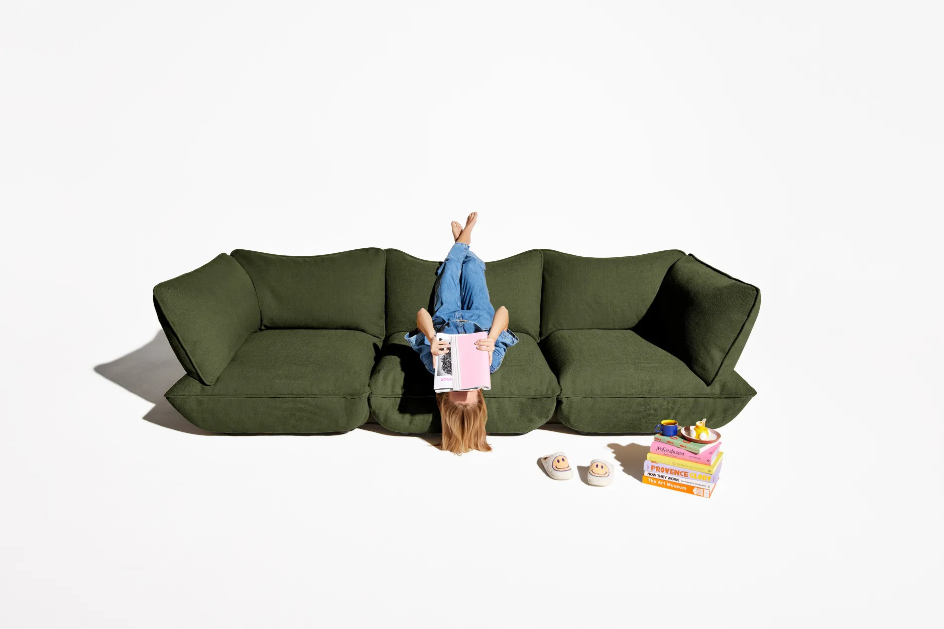 Sumo Corner Sofa Boucle Leaf Green Modulares Indoor-Sofa, 301x108x90 cm