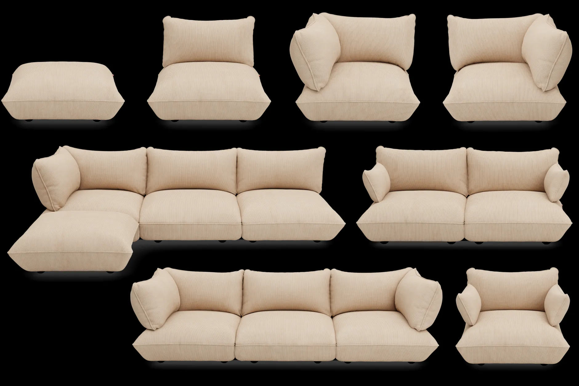 Sumo Corner Sofa Left Cord Beige Modulares Indoor-Sofa, 301x108x90 cm