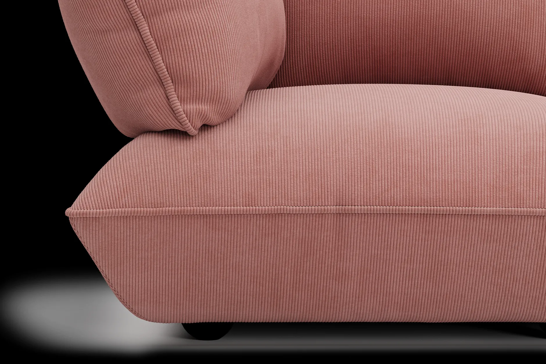 Sumo Corner Sofa Left Cord Soft Pink Modulares Indoor-Sofa, 301x108x90 cm