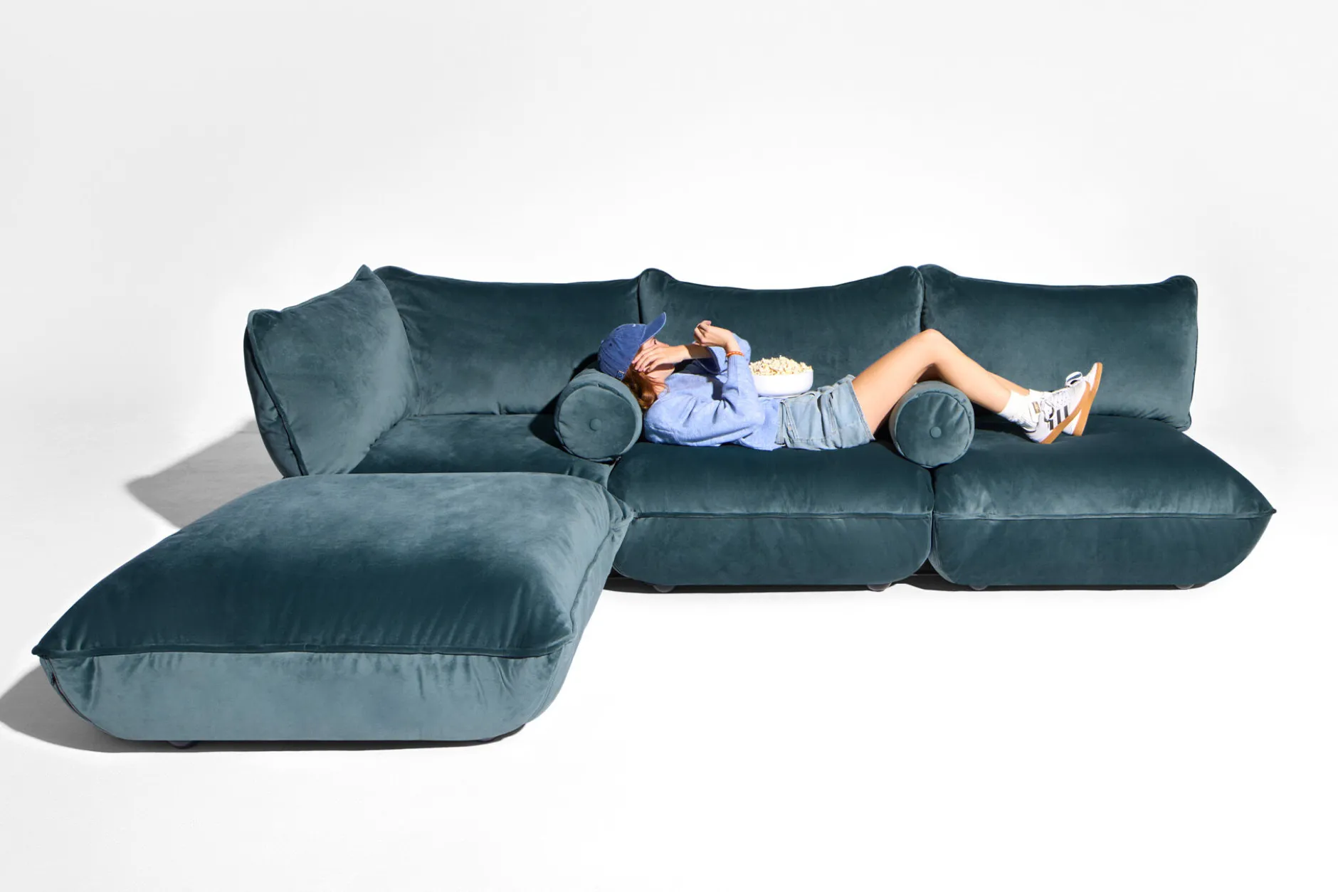 Sumo Corner Sofa Velvet Modulares Indoor-Sofa, 301x108x90 cm