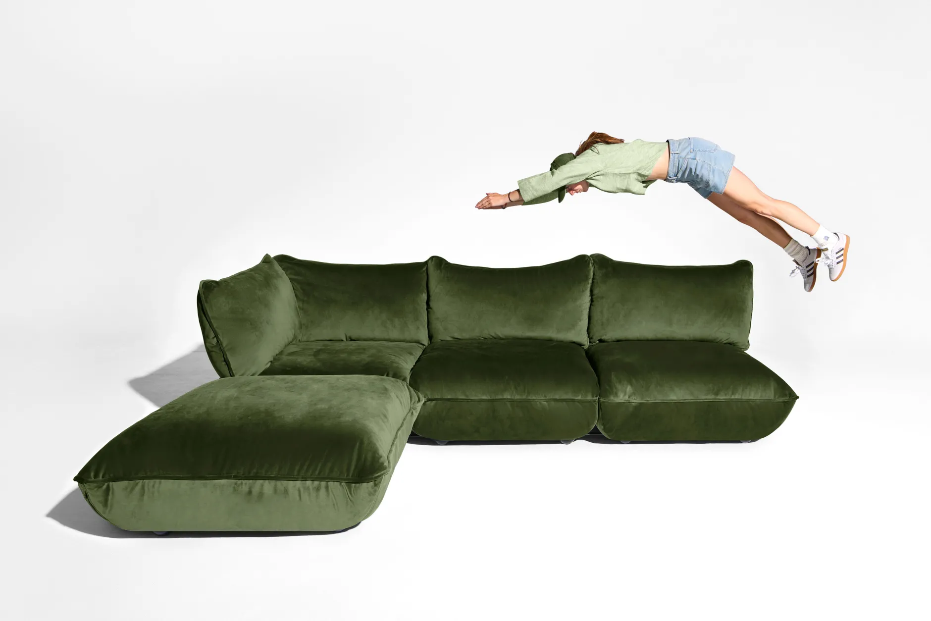 Sumo Hocker Velvet Hocker, grün, 108x108x44 cm
