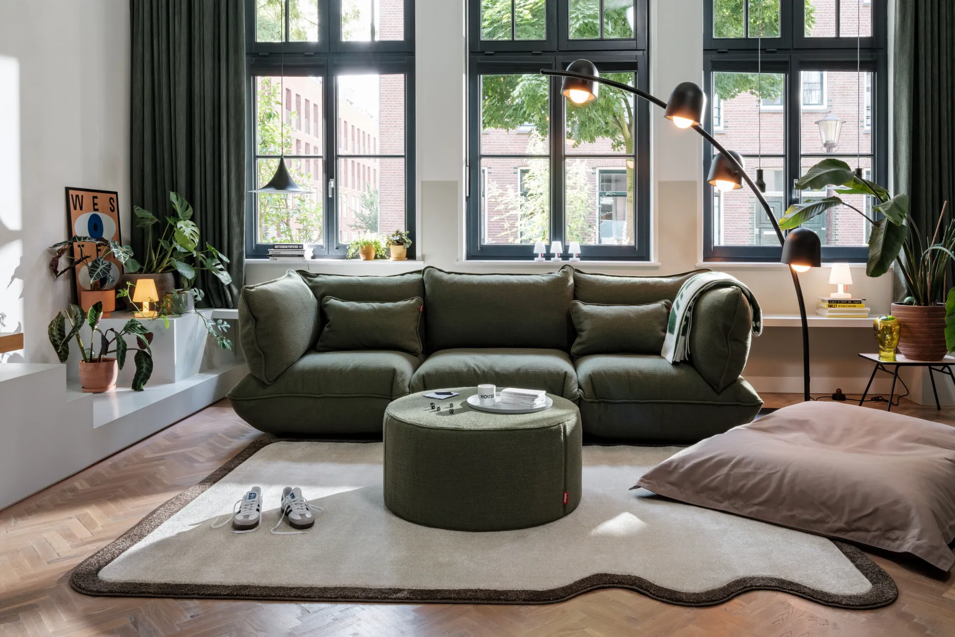 Sumo Sofa Grand Boucle Leaf Green Modulares Indoor-Sofa, 301x108x90 cm