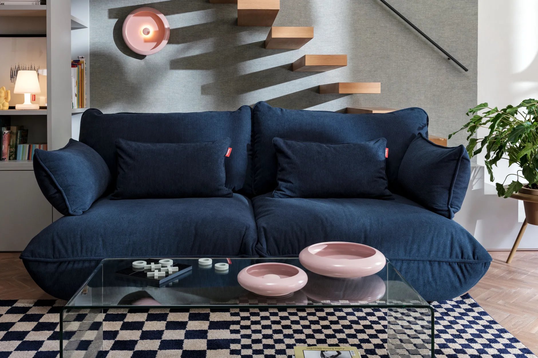 Sumo Sofa Grand Cord Deep Blue Modulares Indoor-Sofa, 301x108x90 cm