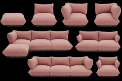 Sumo Sofa Medium Cord Soft Pink Modulares Indoor-Sofa, 210.5x108x90 cm