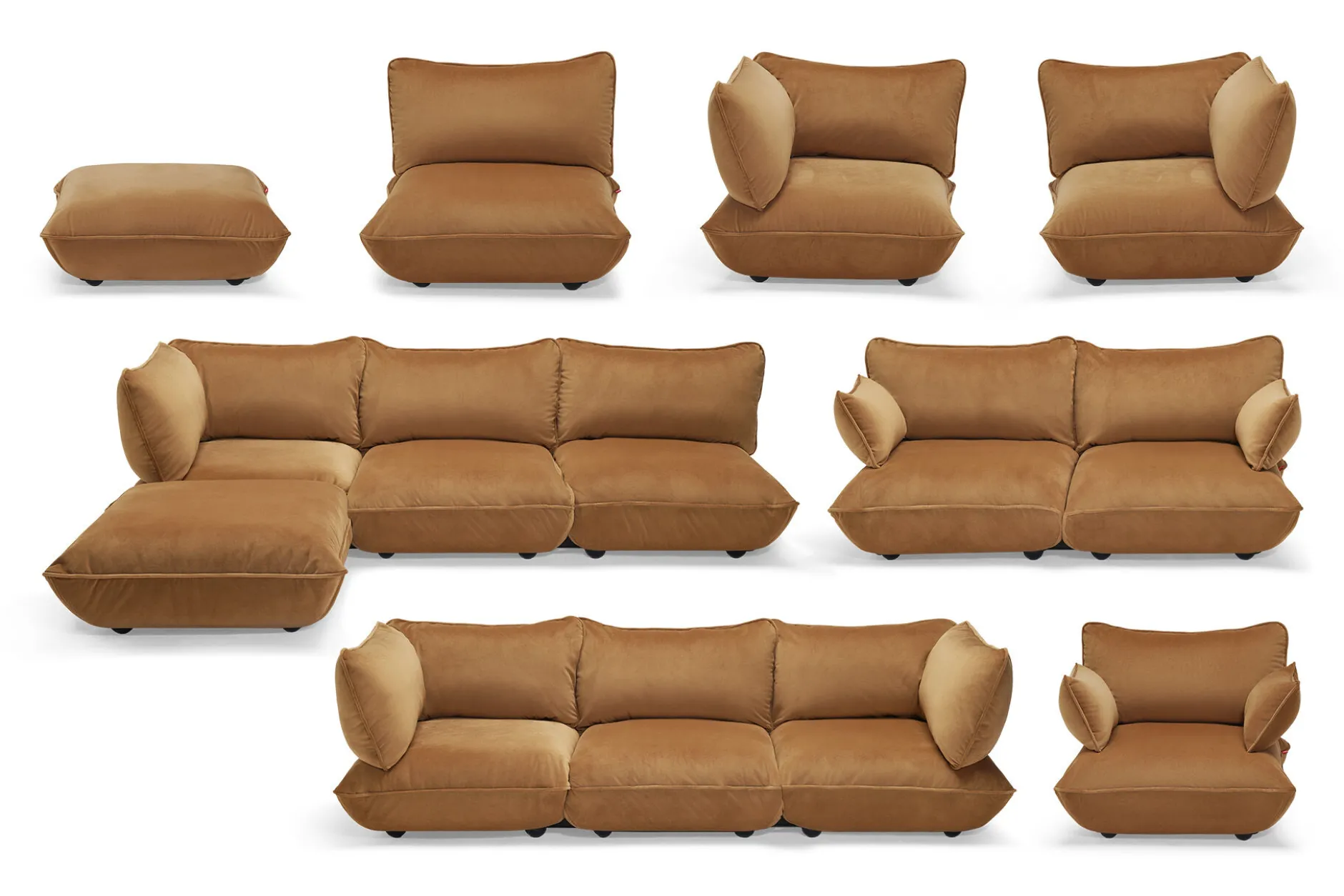 Sumo Sofa Medium Velvet Almond Modulares Indoor-Sofa, 210.5x108x90 cm