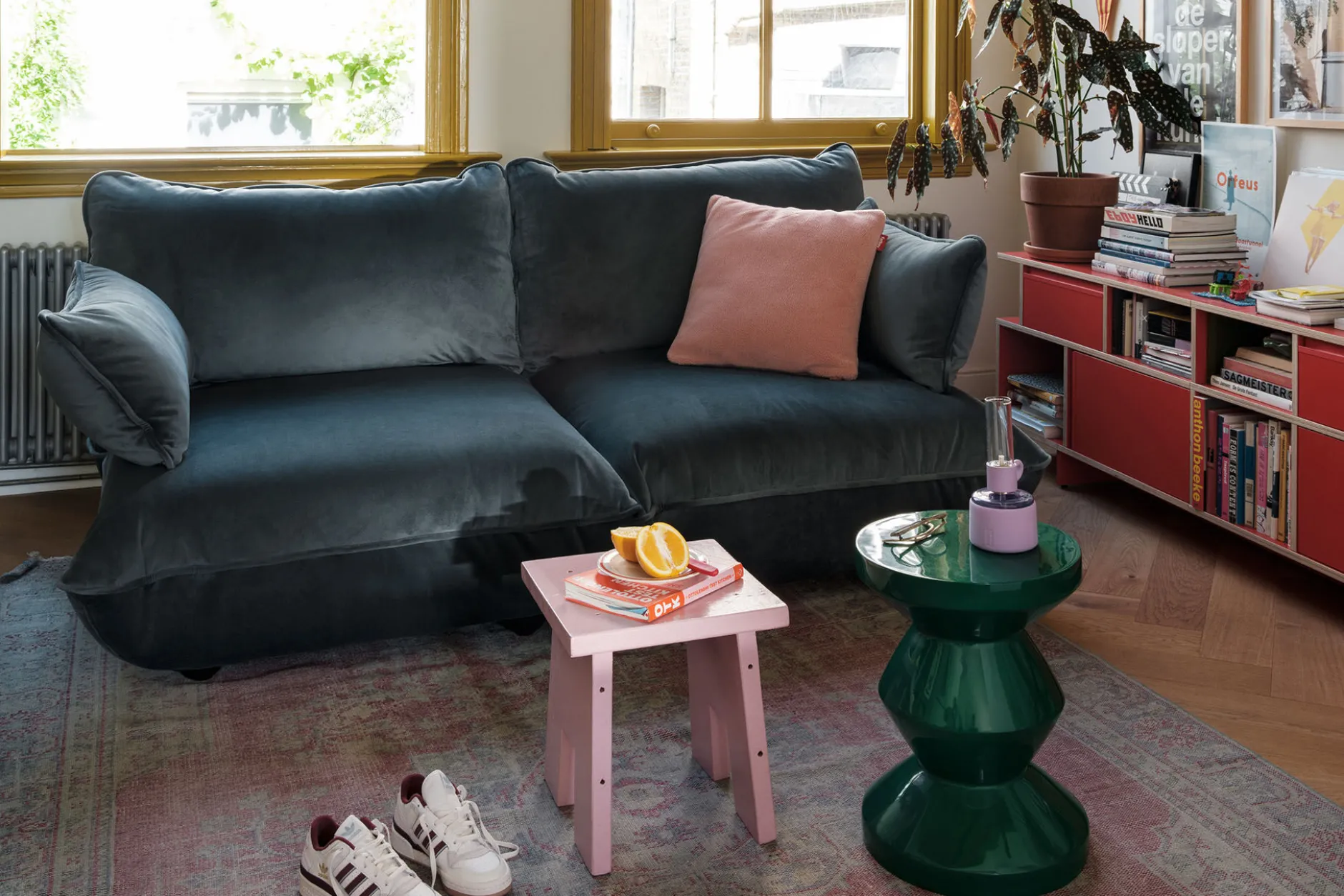 Sumo Sofa Medium Velvet Petrol Modulares Indoor-Sofa, 210.5x108x90 cm