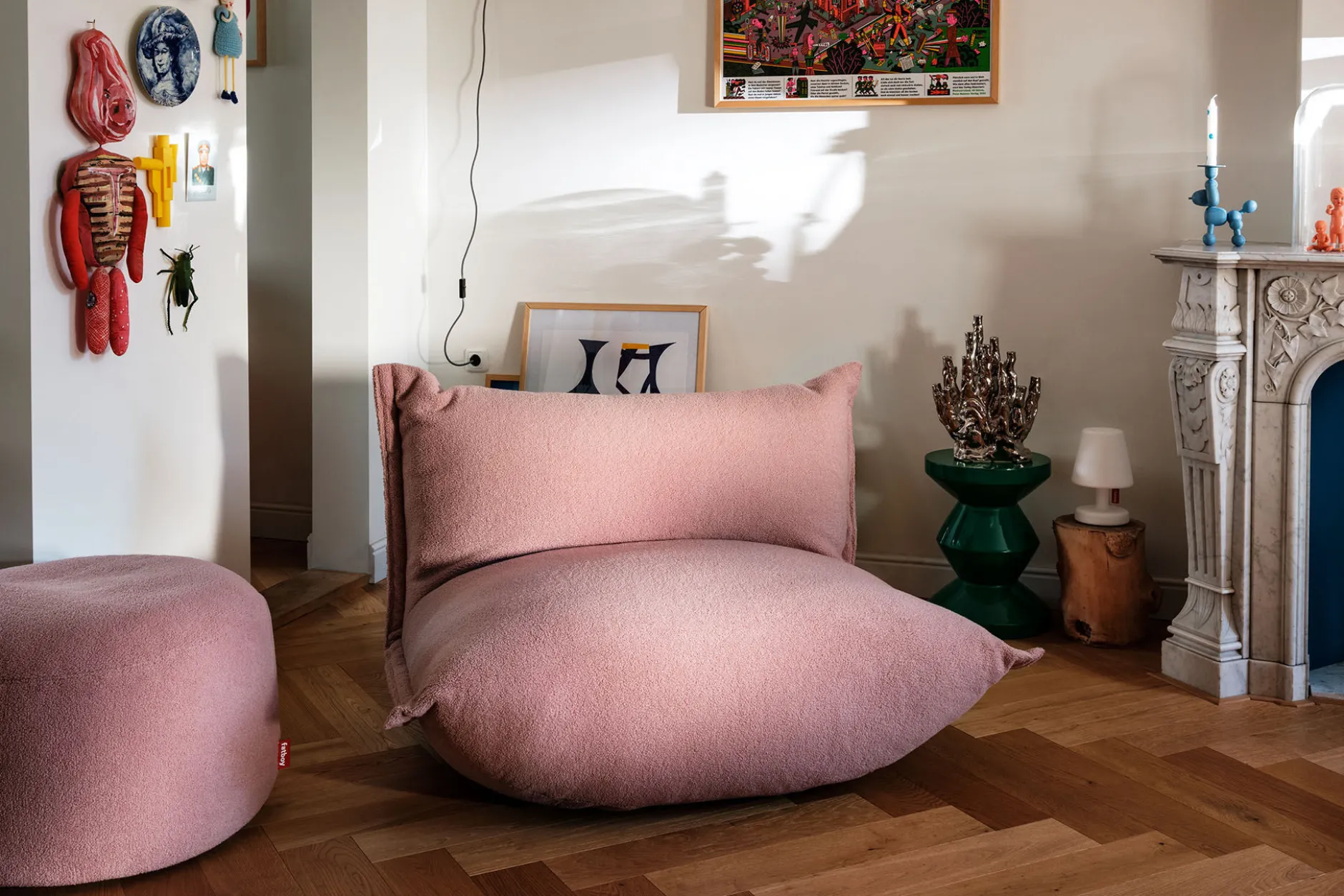 the BonBaron Sherpa Loungesessel, rosa, 120x120x75 cm