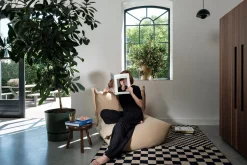 the BonBaron Slim Cord Loungesessel, beige, 102x85x75 cm
