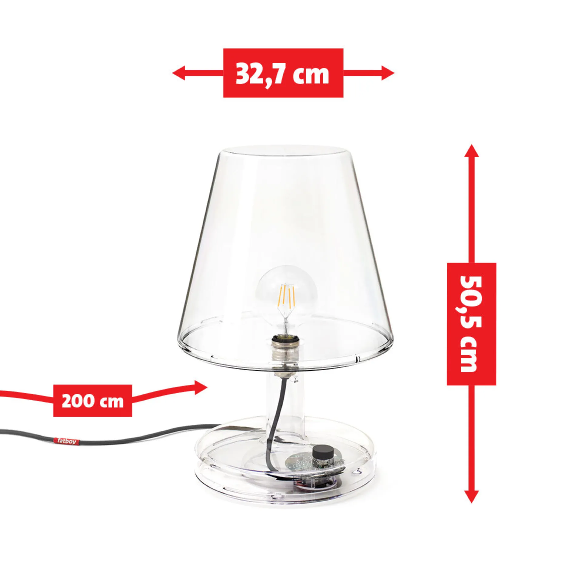 Trans-Parents Tischlampe, 32.7x32.7x50.5 cm